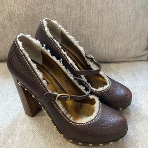 Dolce & Gabbana Sherling wooden platform shoe, Size 37.5
